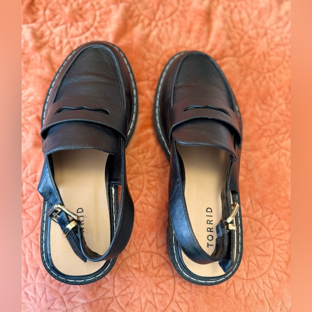 9.5WW Slingback Lug Sole vegan faux leather Loafer Torrid